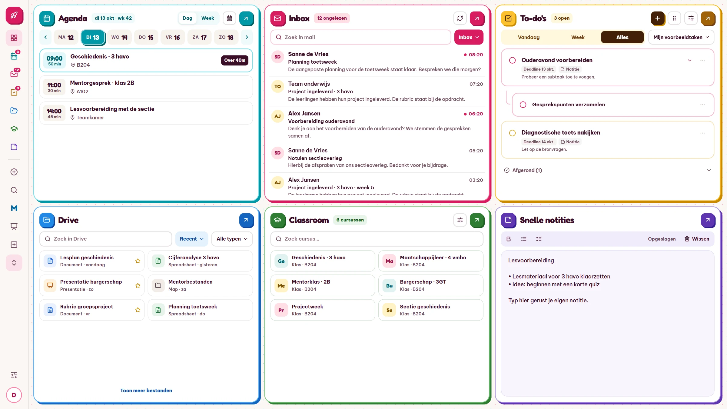 DocentDashboard: overzicht